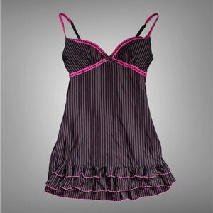 Black & Pink Pinstripe Women's Chemise Nightdress